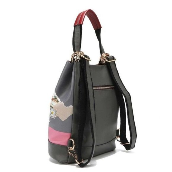 NICOLE LEE MULTIFUNCTIONAL BUCKET BAG BACKPACK - Picture 4 of 6